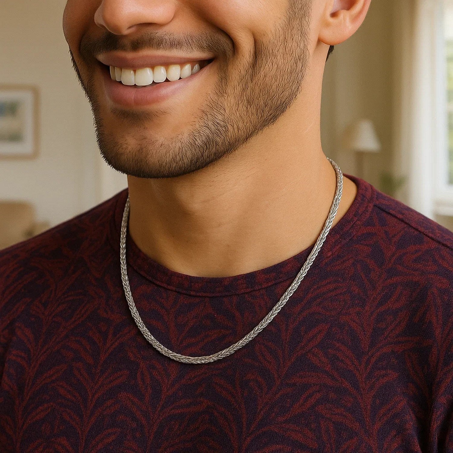 Sterling Silver Rhodium Plated Wheat Chain (2.60 mm)