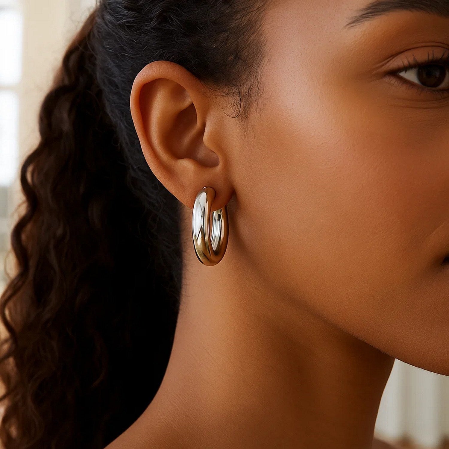 Sterling Silver Round Hoop Earrings