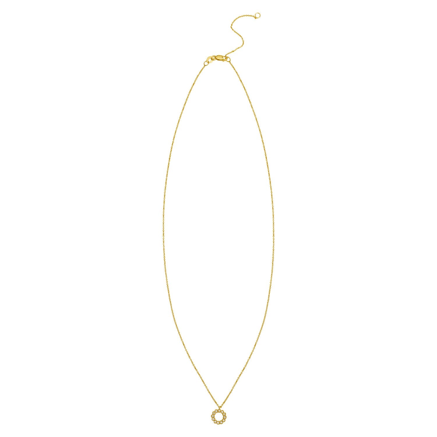 Classic 14K Yellow Gold Petite Diamond Circle Necklace