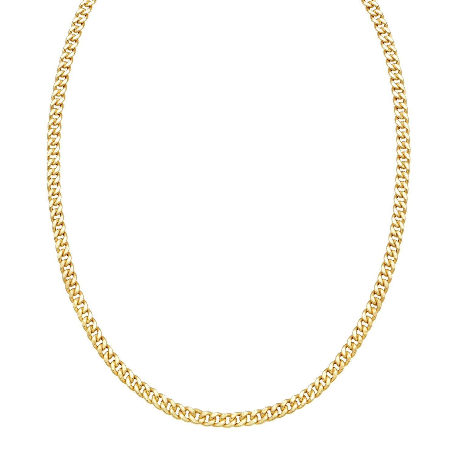 14K Yellow Gold Petite Faceted Cuban Link Chain Necklace (4.50 mm)