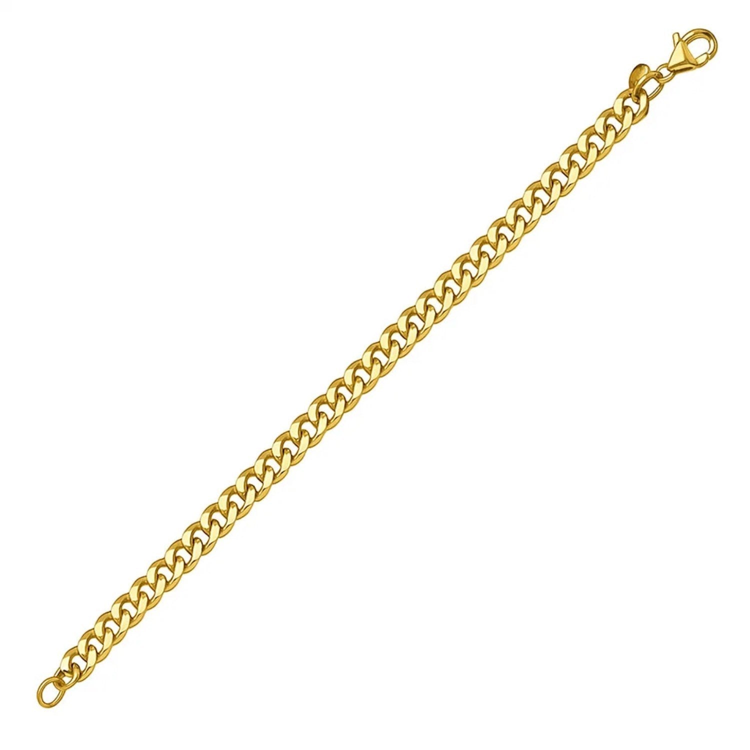14K Yellow Gold Petite Faceted Cuban Link Chain Necklace (4.50 mm)