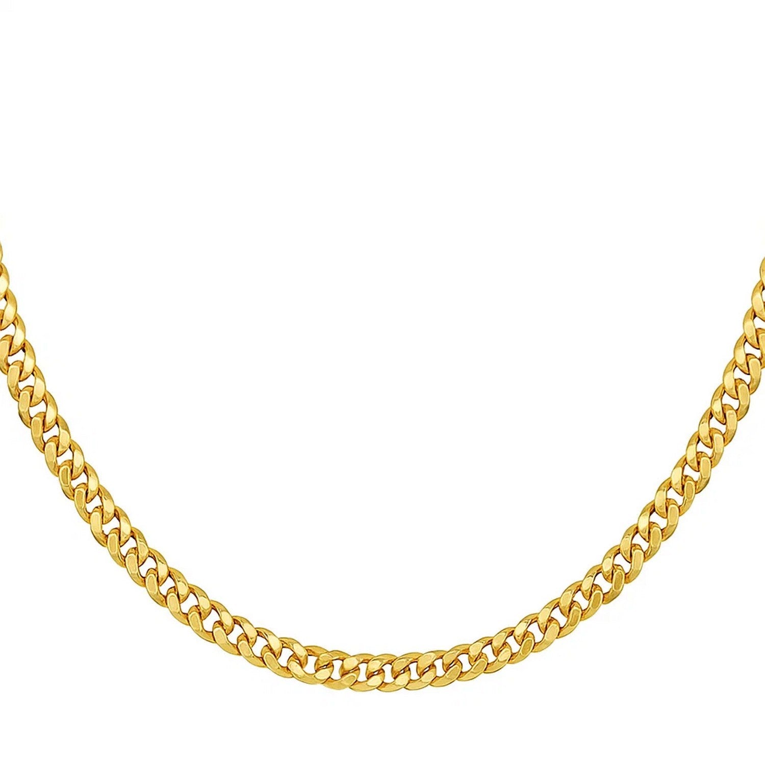 14K Yellow Gold Petite Faceted Cuban Link Chain Necklace (4.50 mm)