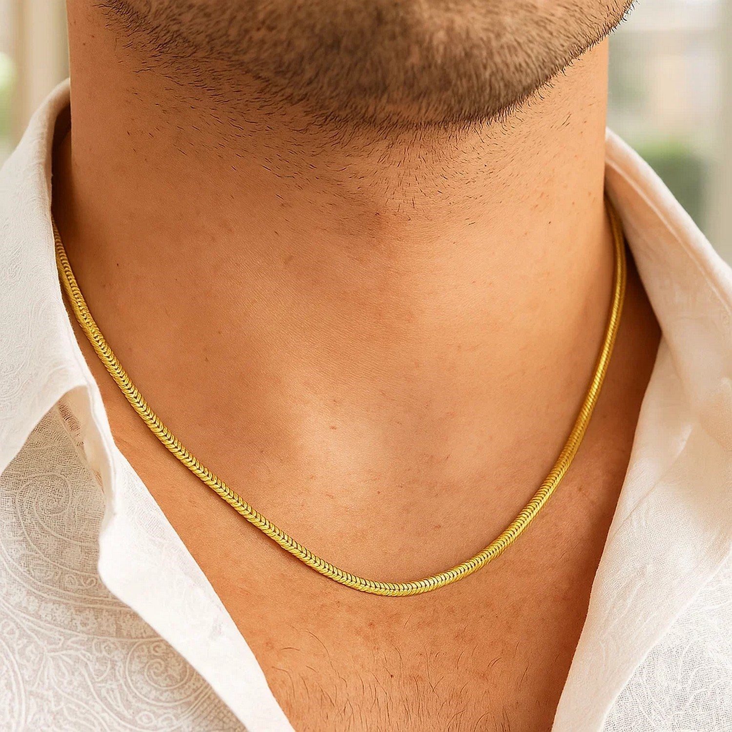 14K Yellow Gold Oval Snake Chain (3.30 mm)