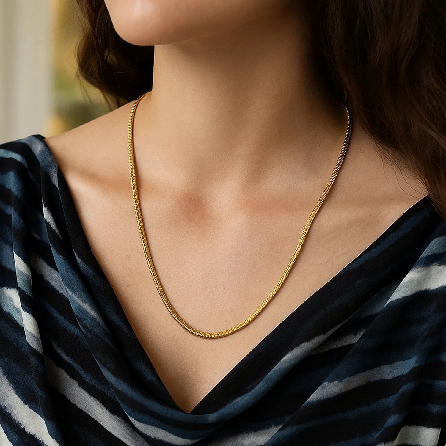 14K Yellow Gold Oval Snake Chain (3.30 mm)