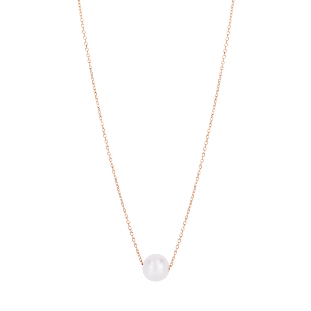 14k Rose Gold Pearl Solitaire Necklace