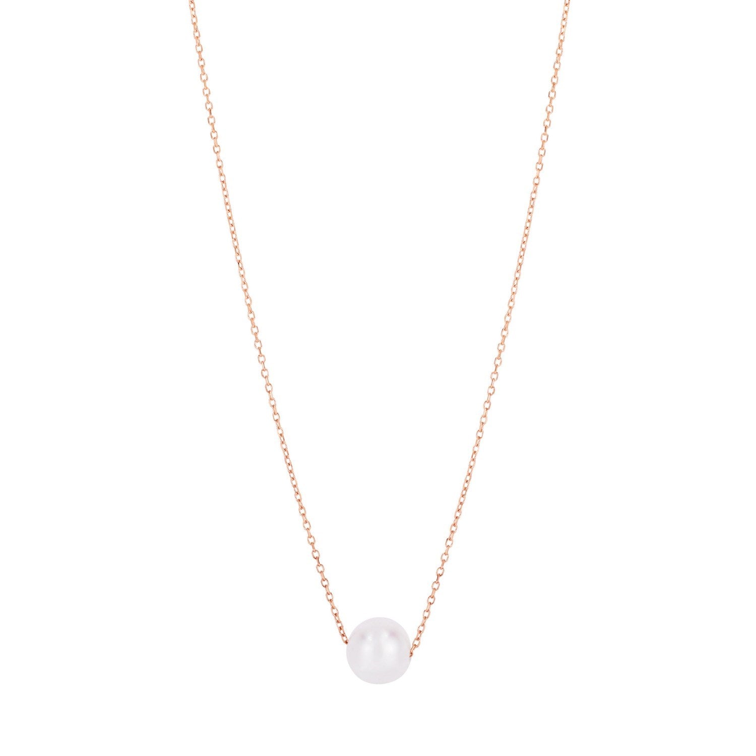 14k Rose Gold Pearl Solitaire Necklace