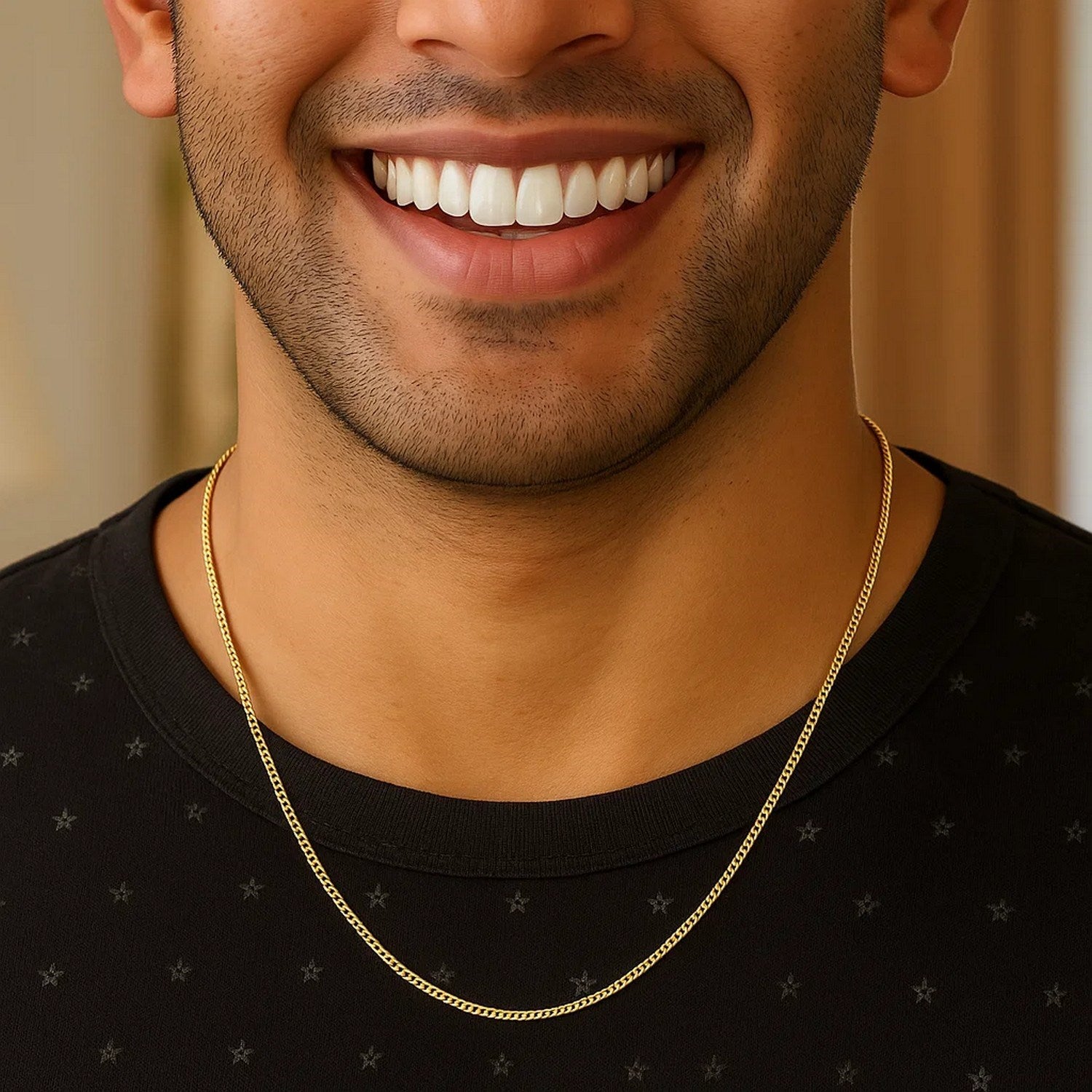 14k Yellow Gold Solid Curb Chain (2.60 mm)