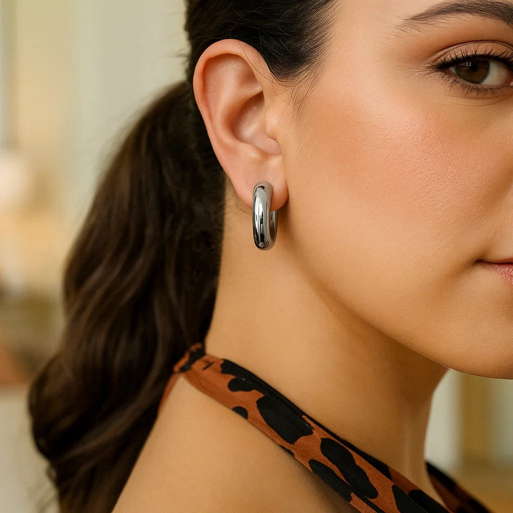 Sterling Silver Round Hoop Earrings