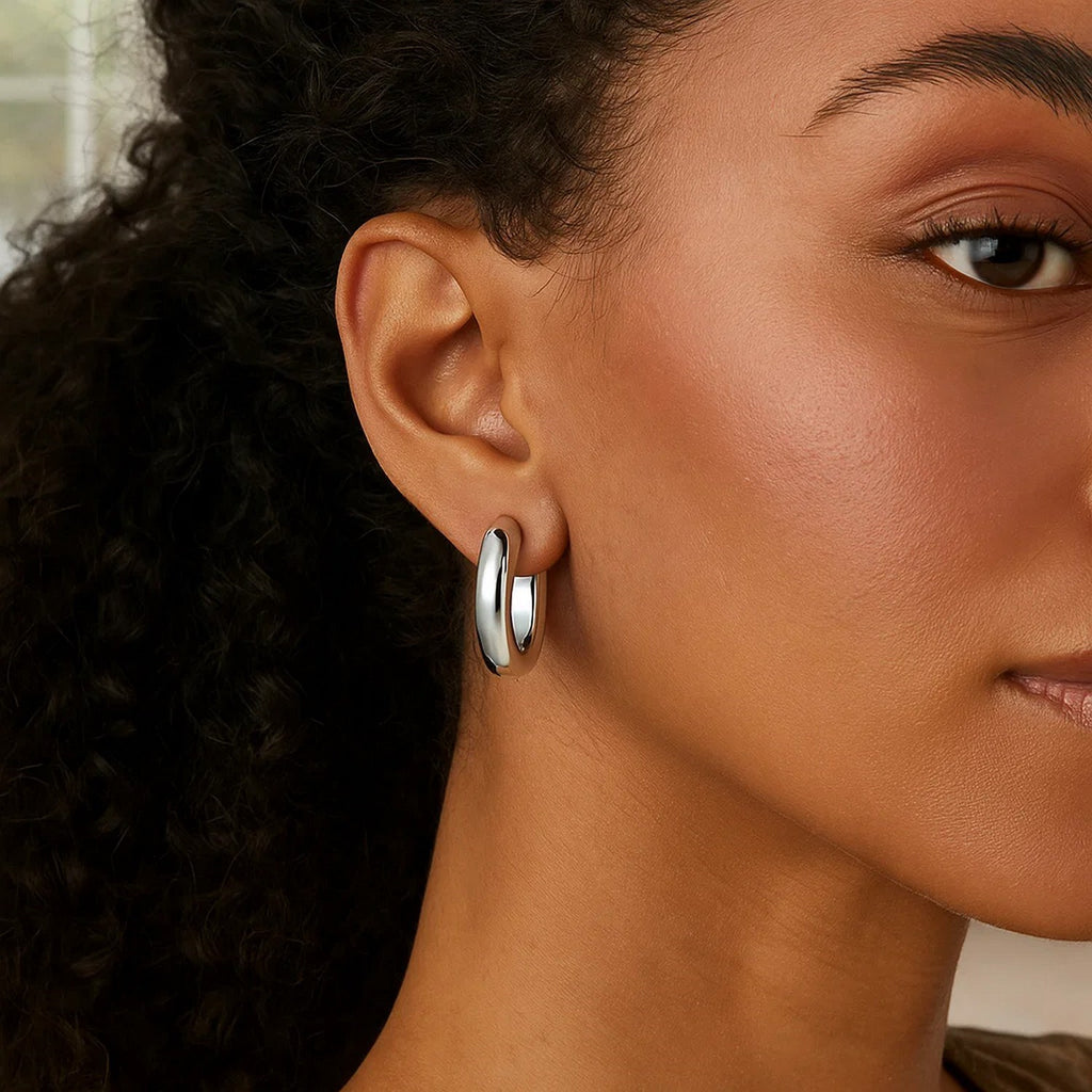 Sterling Silver Round Hoop Earrings