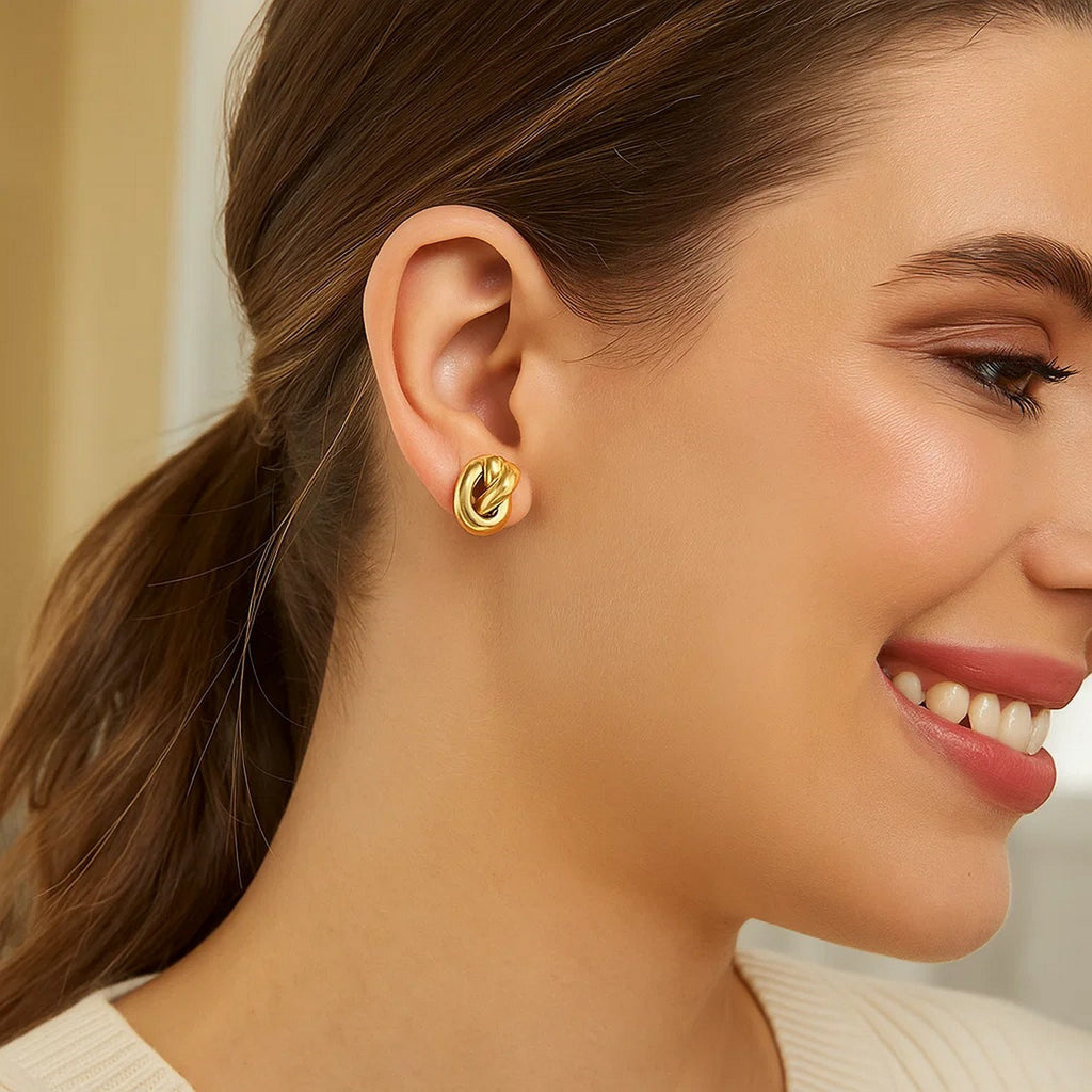 14k Yellow Gold Polished Knot Earrings