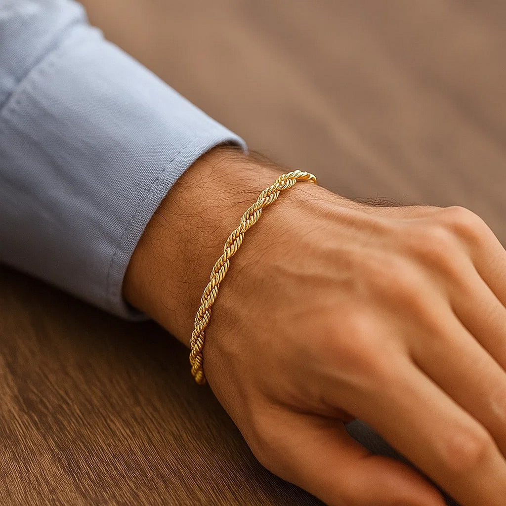 Silk Rope Chain Bracelet in 14k Yellow Gold  (4.30 mm)