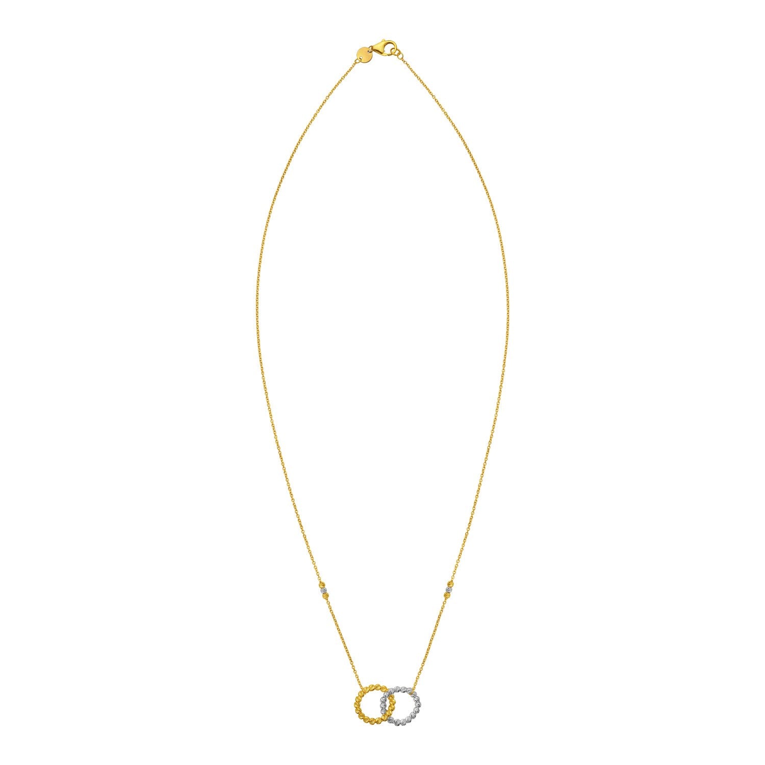 14K Two Tone Gold Interlocking Circle Necklace
