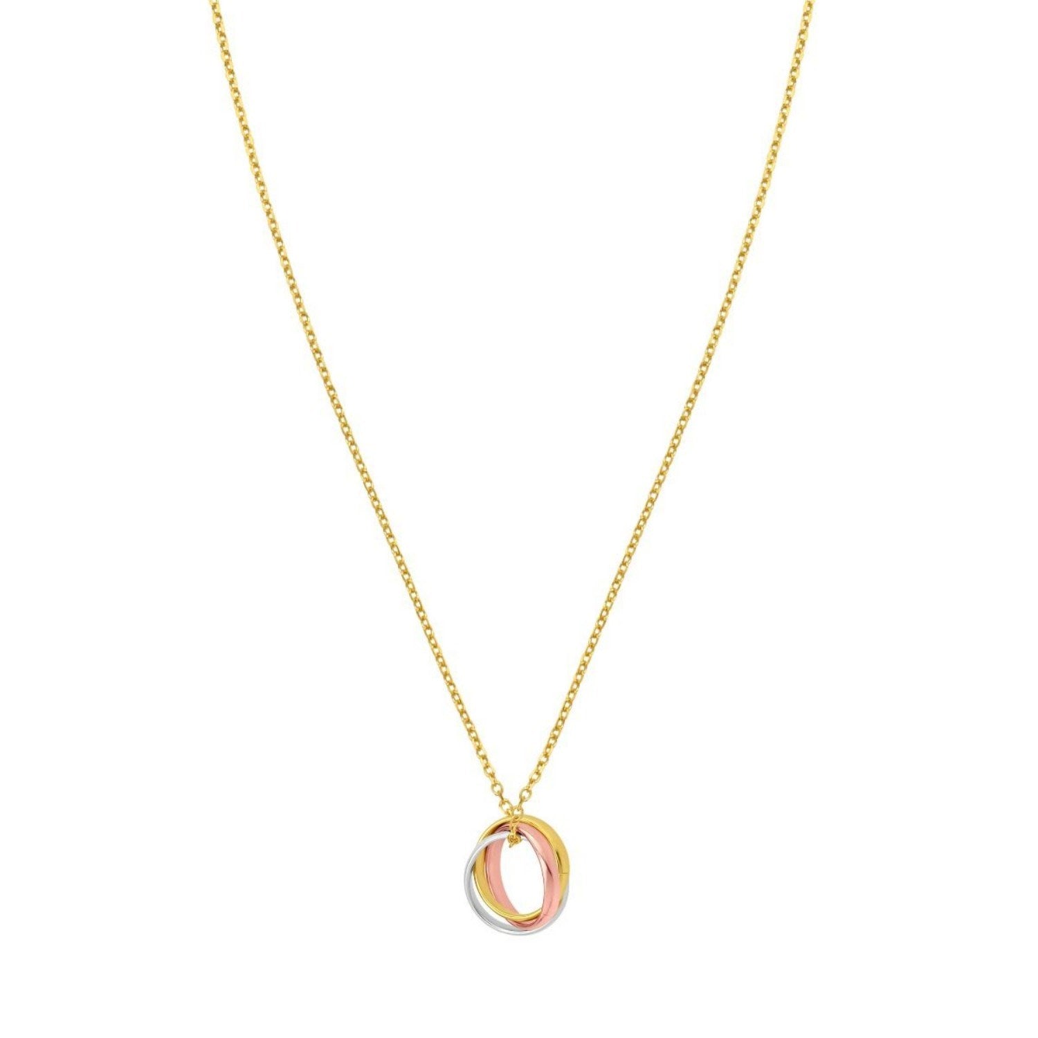 14K Tri Color Gold Trinity Chain Necklace