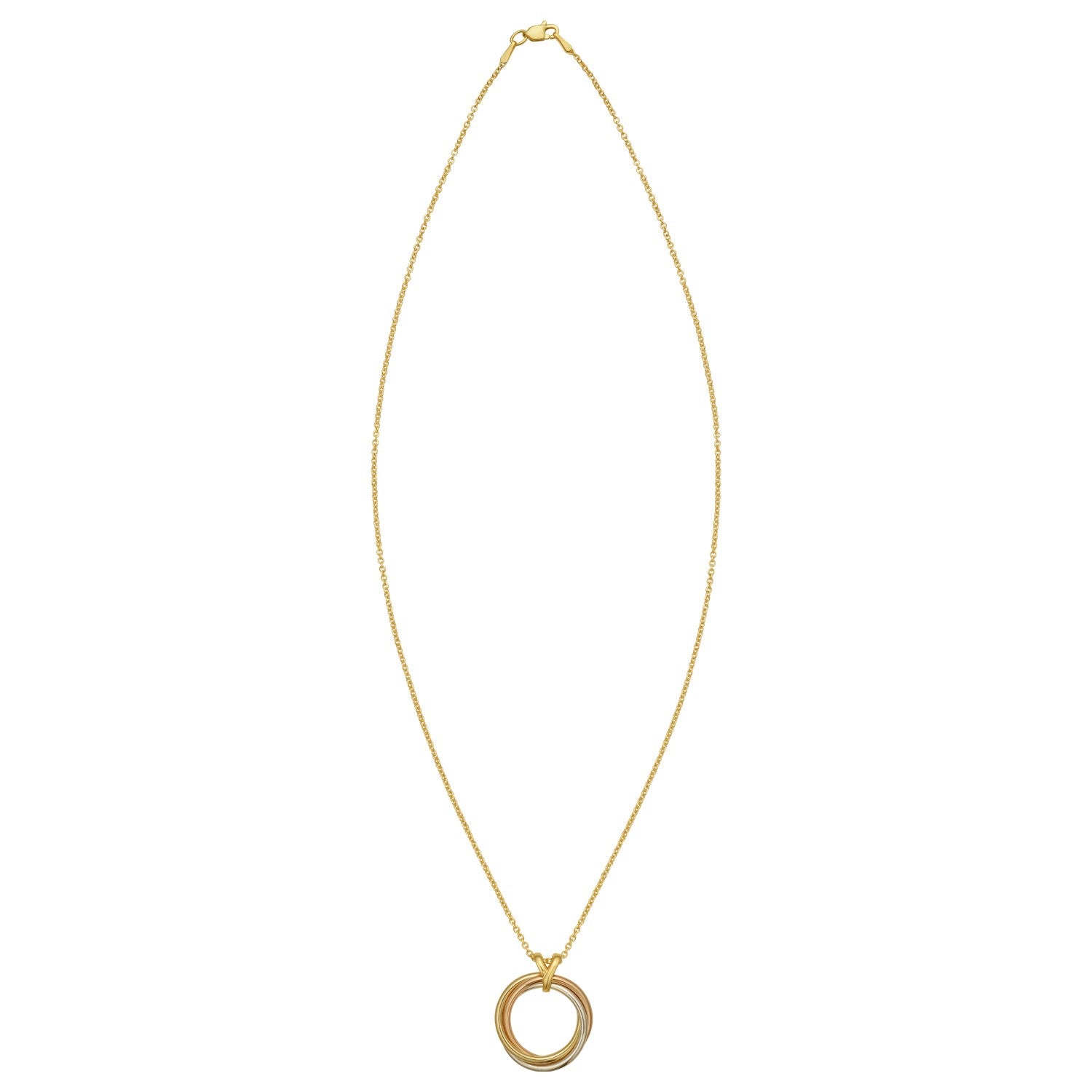 14K Tri Color Gold Interlocking Circle Pendant Necklace