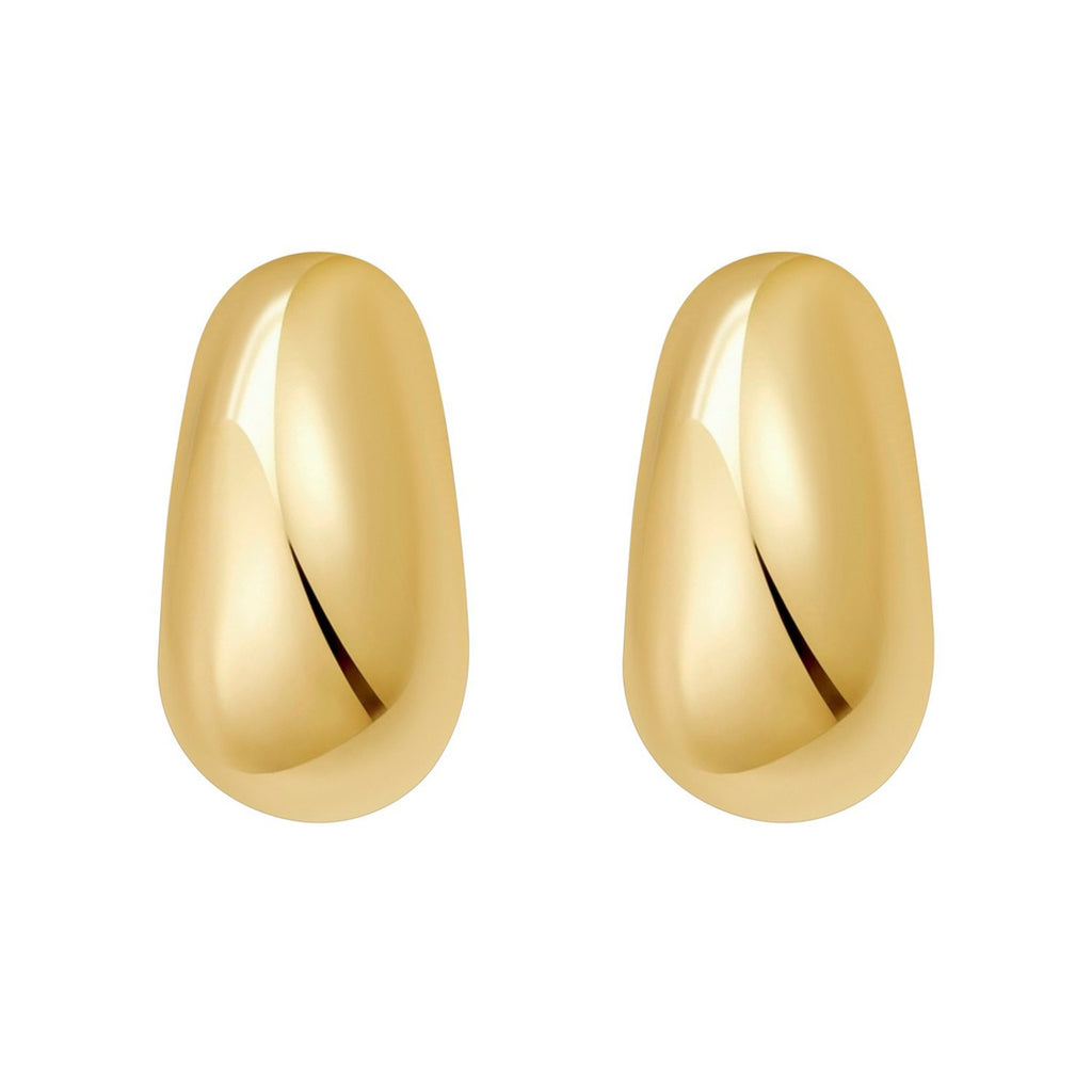 Sterling Silver Yellow Gold Plated Twisted Puff C Hoop Earrings