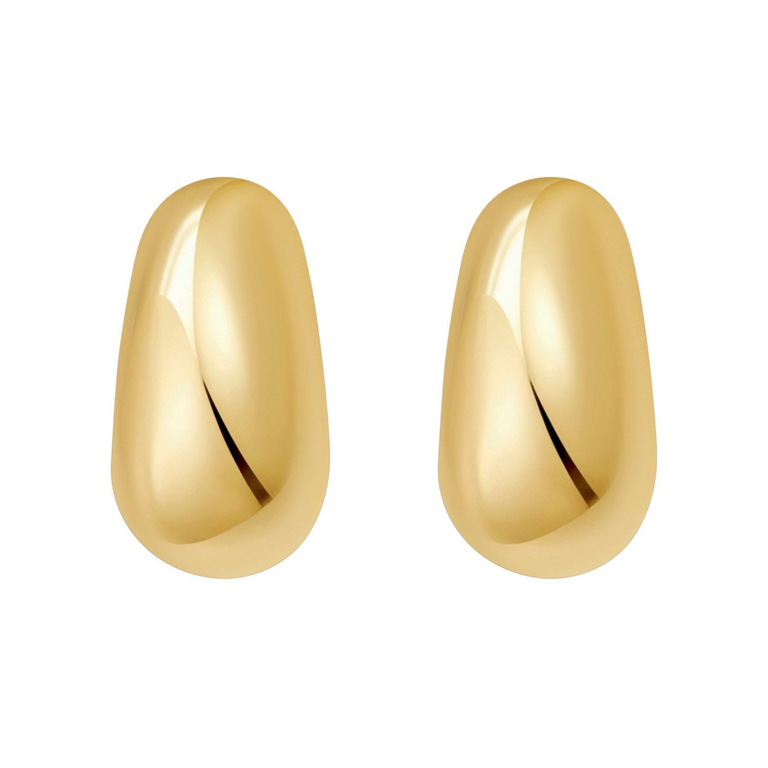 Sterling Silver Yellow Gold Plated Twisted Puff C Hoop Earrings