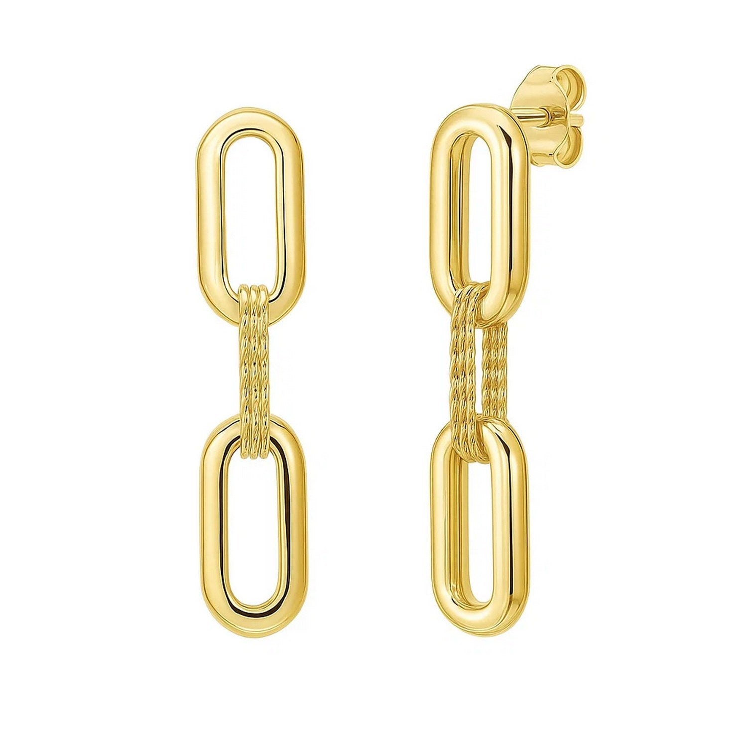 14K Yellow Gold Mini Diamante Paperclip Earrings