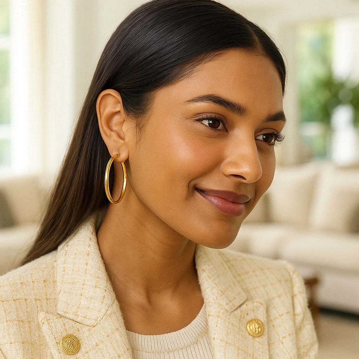 Medium Wedding Hoop Earrings in 14K Yellow Gold