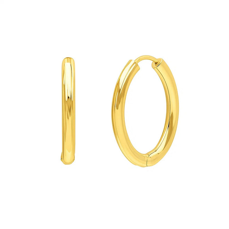 Endless Engraved Oval Hoop Earrings in 14K Yellow Gold