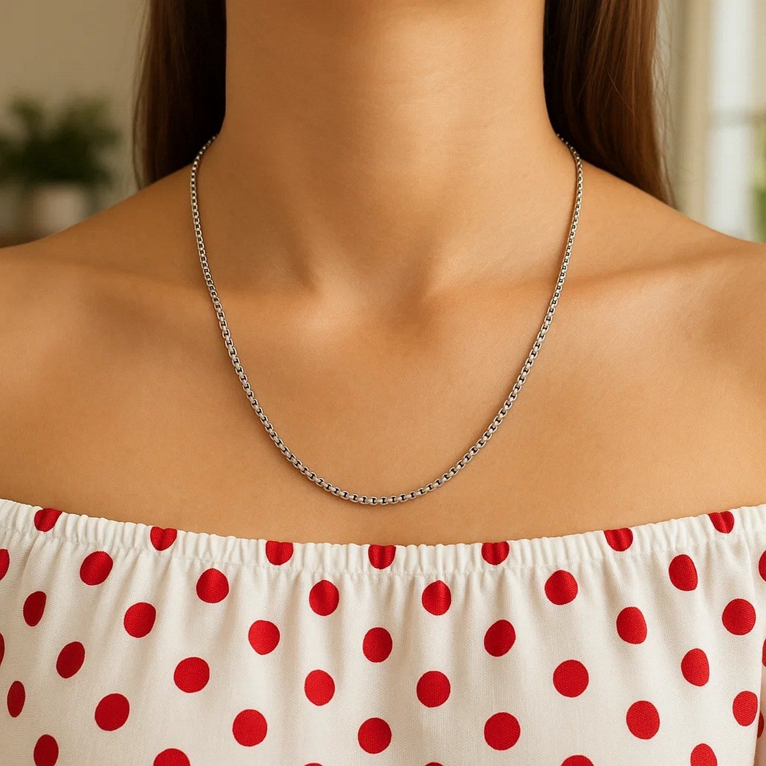 Sterling Silver Rhodium Plated Round Box Chain (1.30 mm)