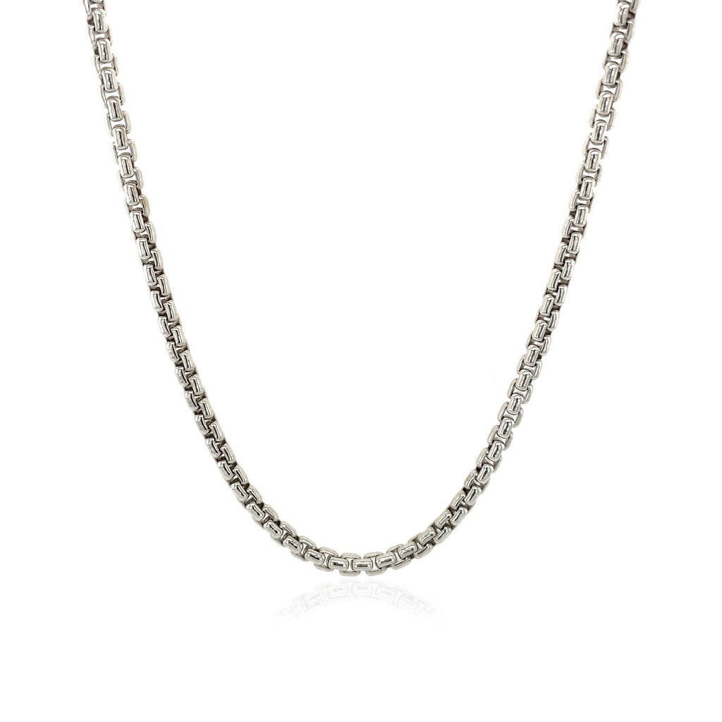 Sterling Silver Rhodium Plated Round Box Chain (1.30 mm)