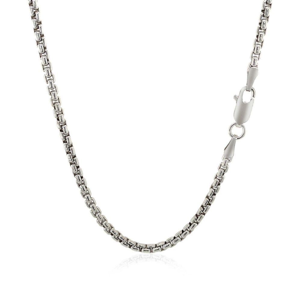 Sterling Silver Rhodium Plated Round Box Chain (1.30 mm)