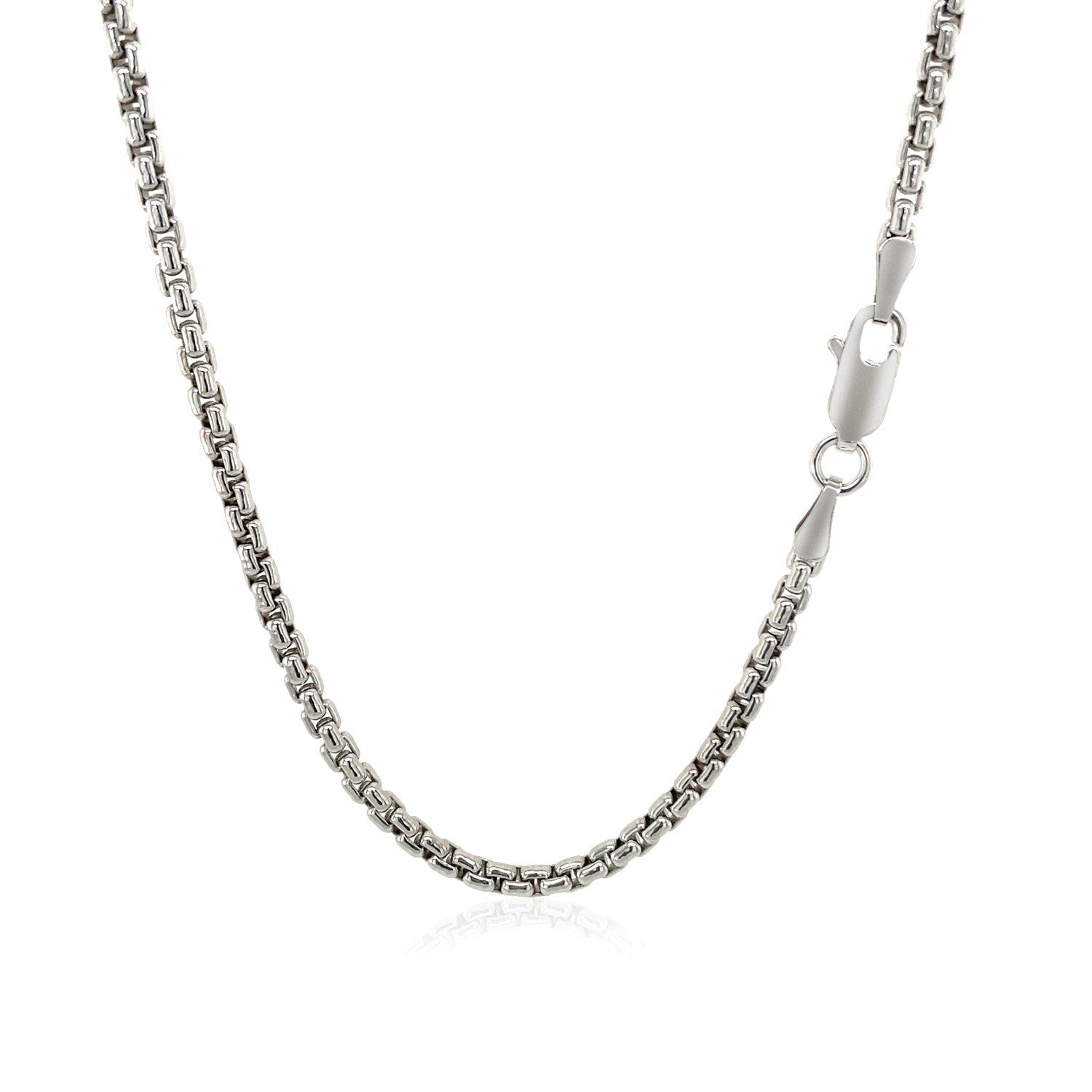 Sterling Silver Rhodium Plated Round Box Chain (1.30 mm)