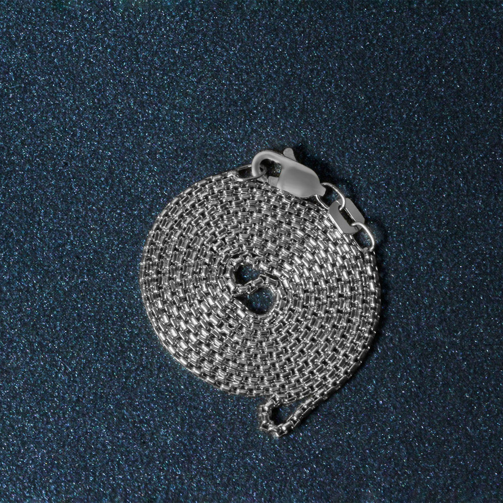 Sterling Silver Rhodium Plated Round Box Chain (1.30 mm)