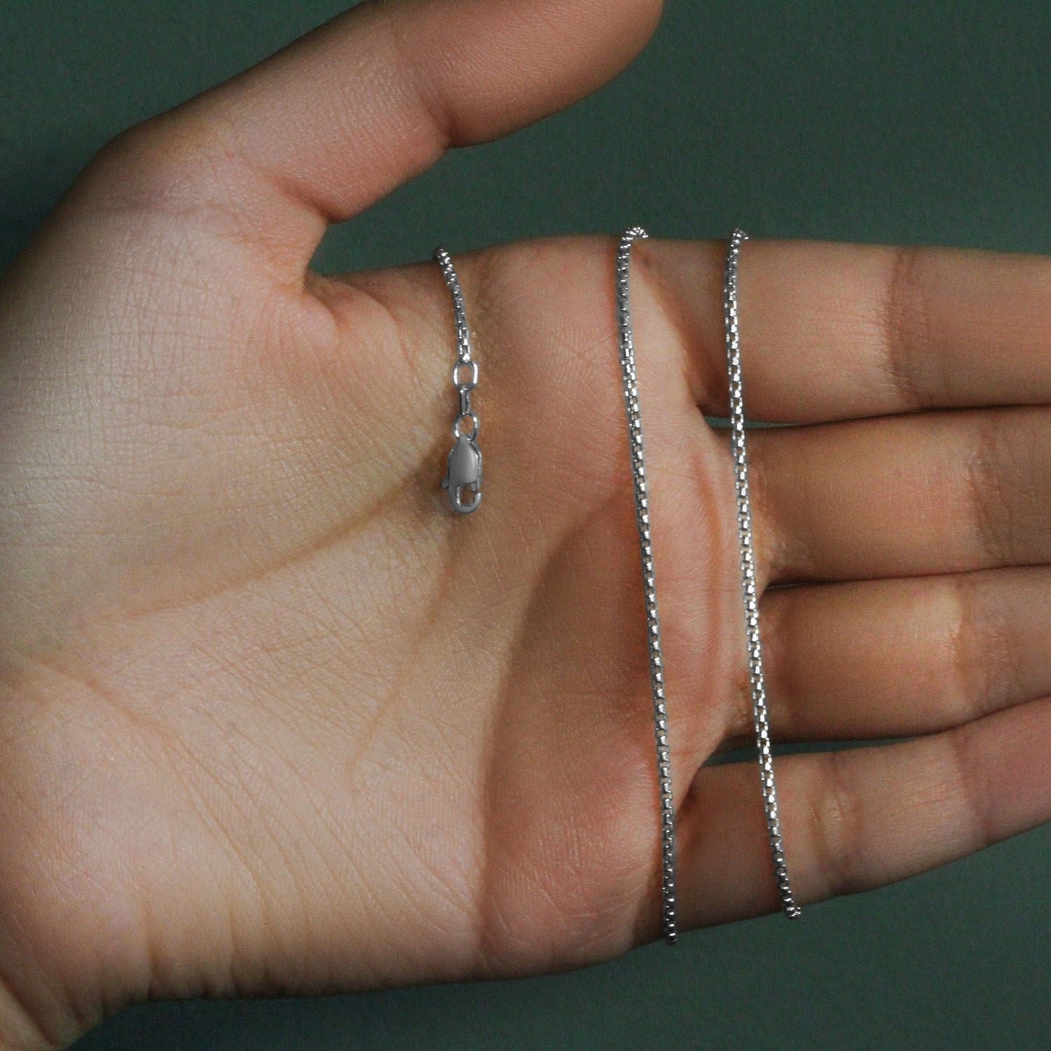 Sterling Silver Rhodium Plated Round Box Chain (1.30 mm)