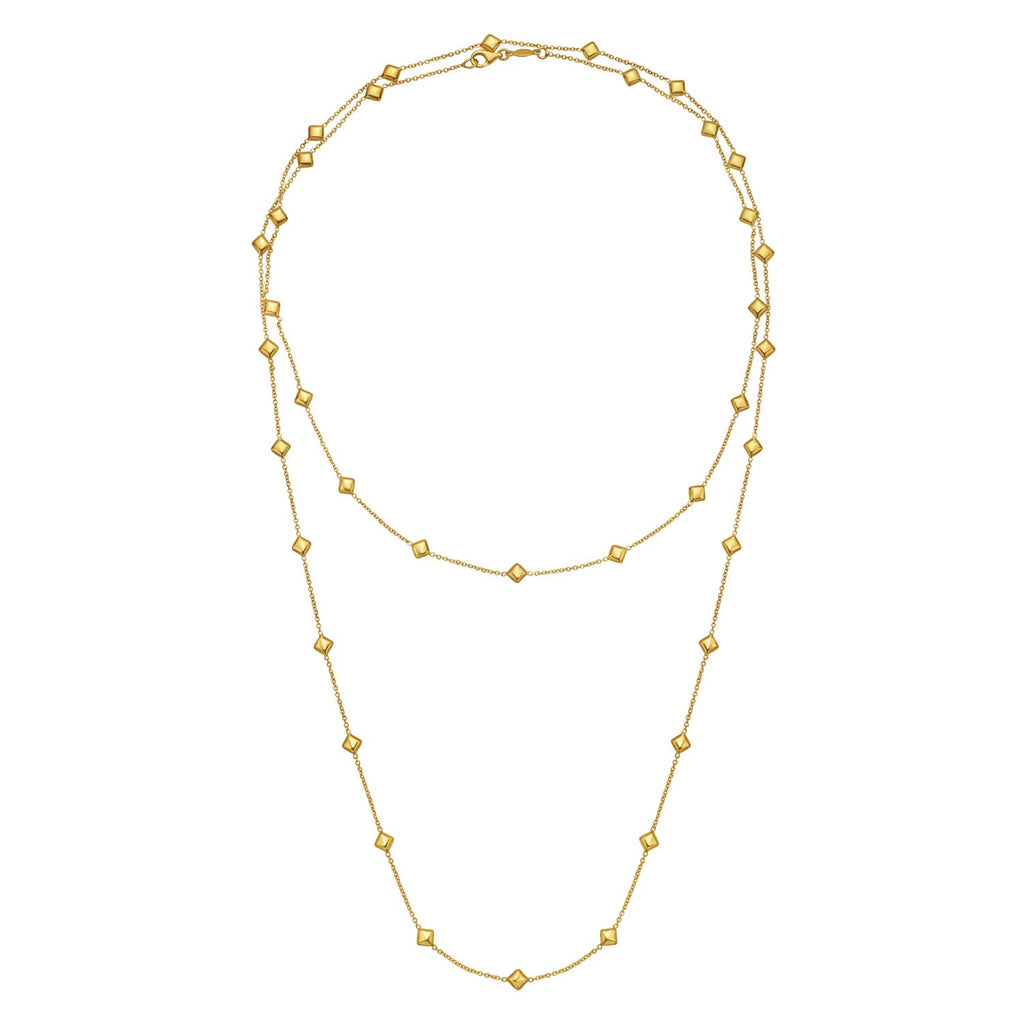 14K Yellow Gold Pyramid Station Layered Necklace