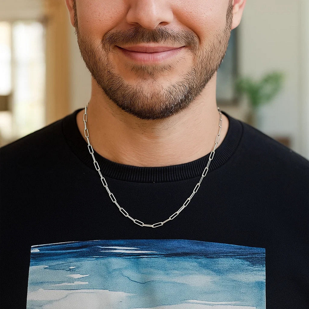 Sterling Silver Rhodium Plated Paperclip Chain (2.50 mm)