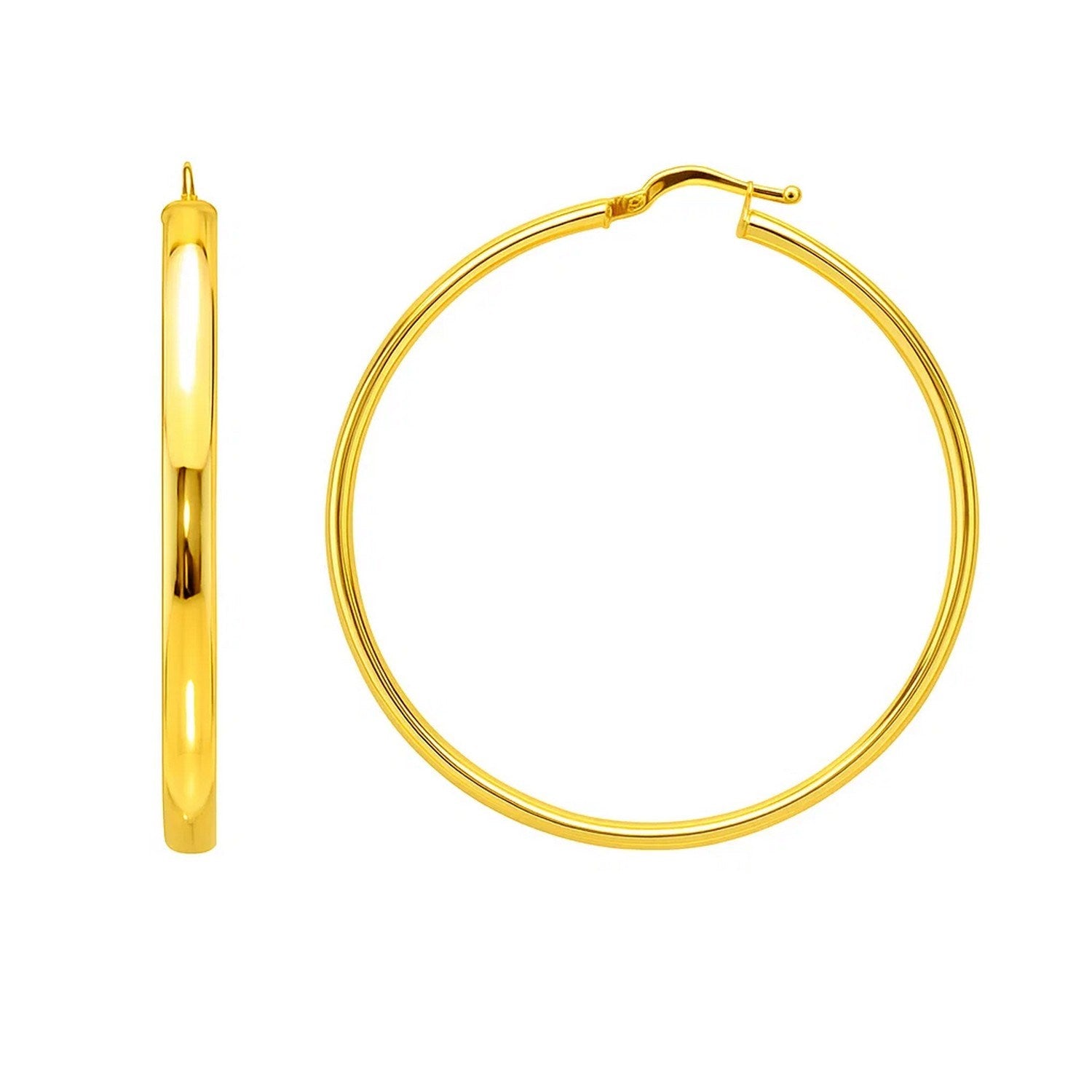 Large Wedding Hoop Earrings in 14K Yellow Gold