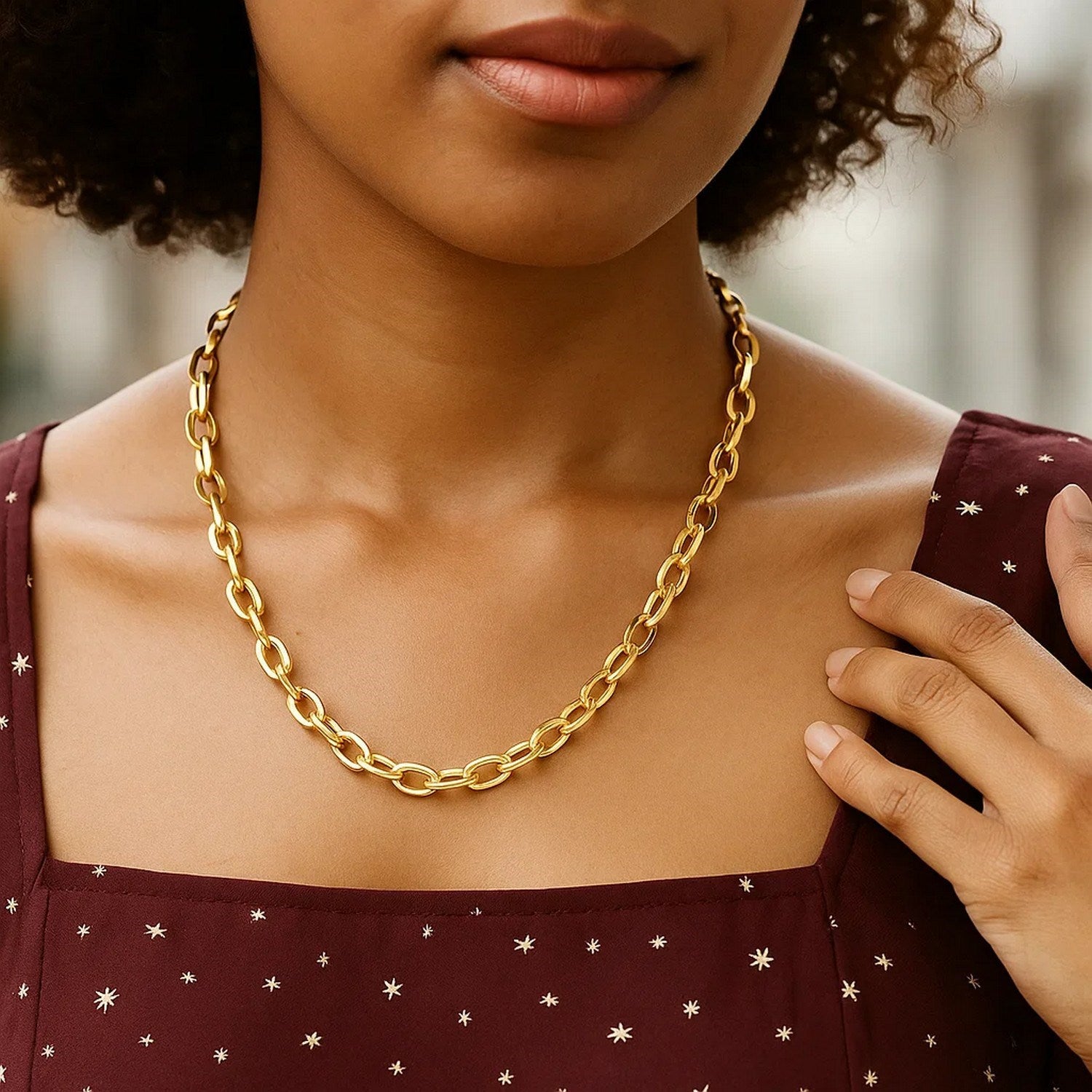 14k Yellow Gold Cable Chain Style Polished Necklace