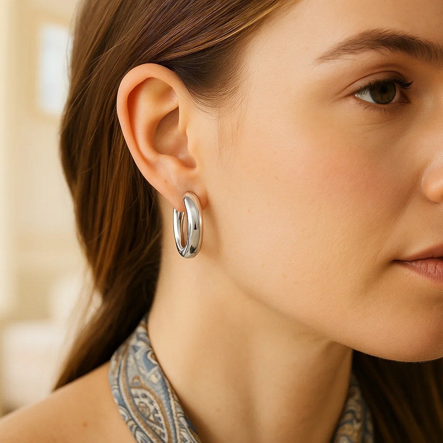 Sterling Silver Round Hoop Earrings