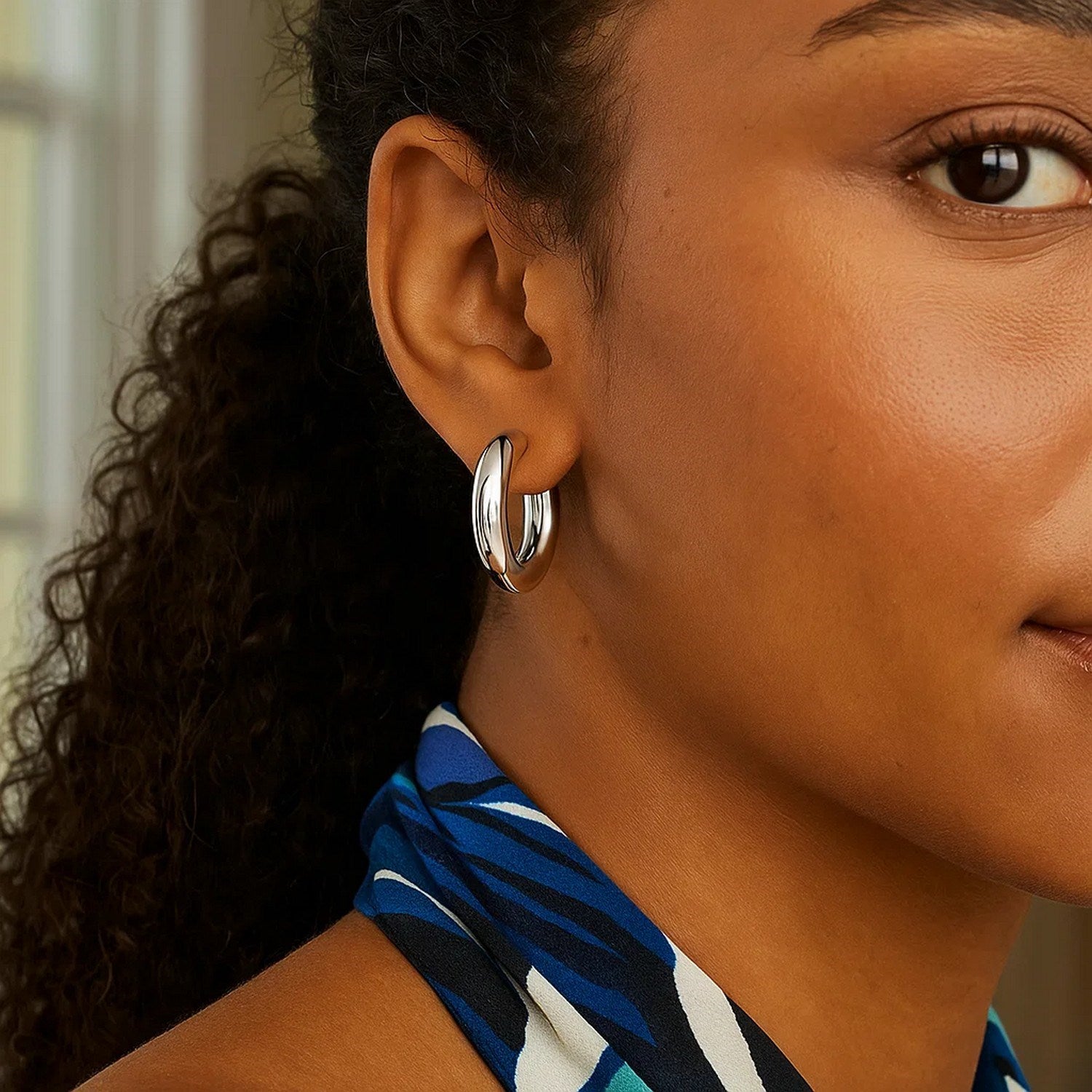 Sterling Silver Round Hoop Earrings