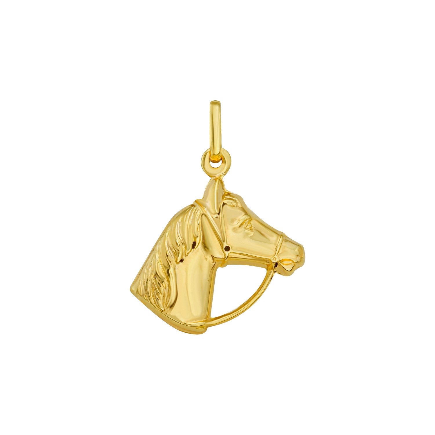 14K Yellow Gold Polished Horse Head Charm Pendant