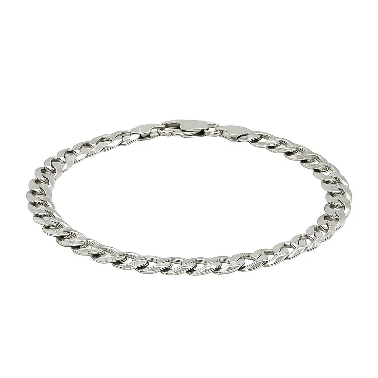 Rhodium Plated Sterling Silver Curb Style Bracelet (7.20 mm)