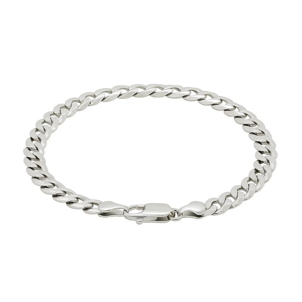 Rhodium Plated Sterling Silver Curb Style Bracelet (7.20 mm)