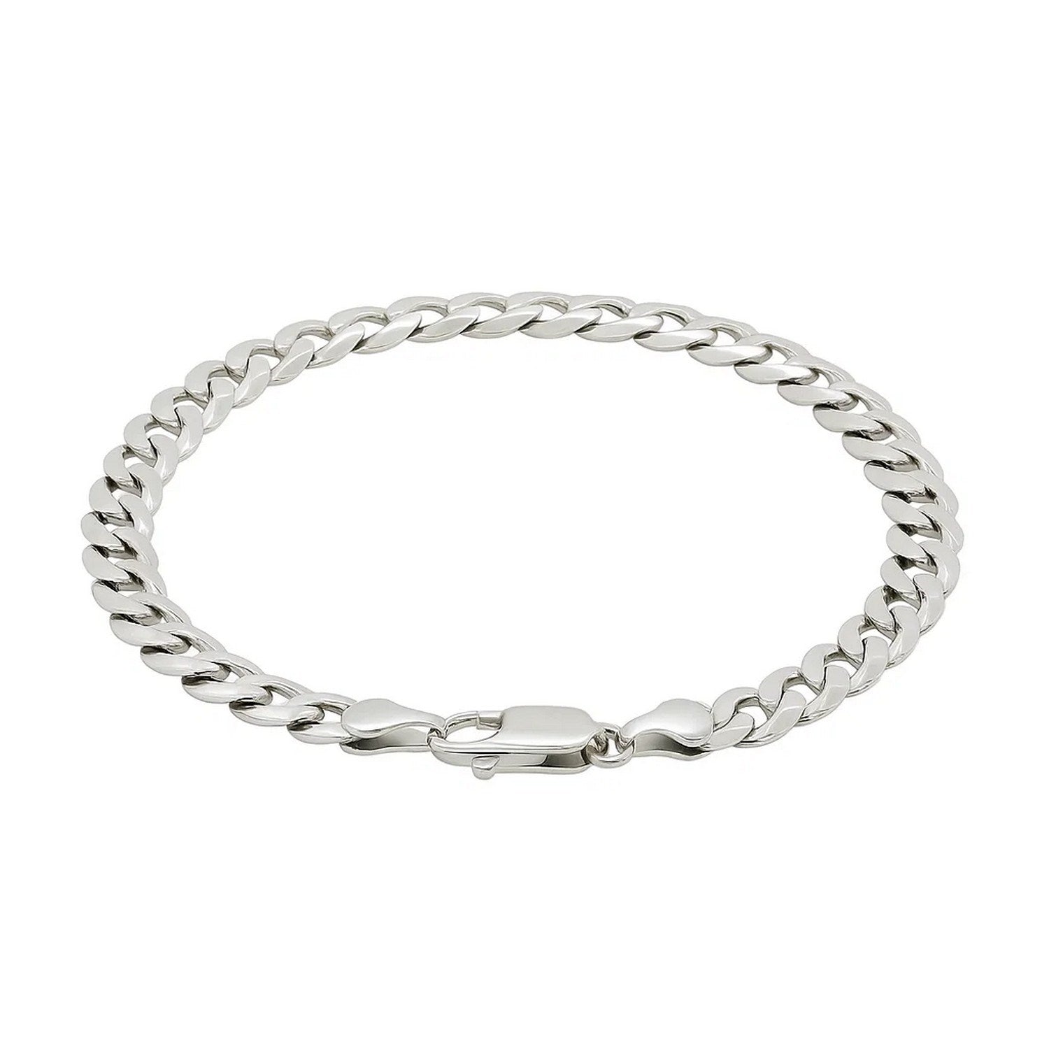 Rhodium Plated Sterling Silver Curb Style Bracelet (7.20 mm)
