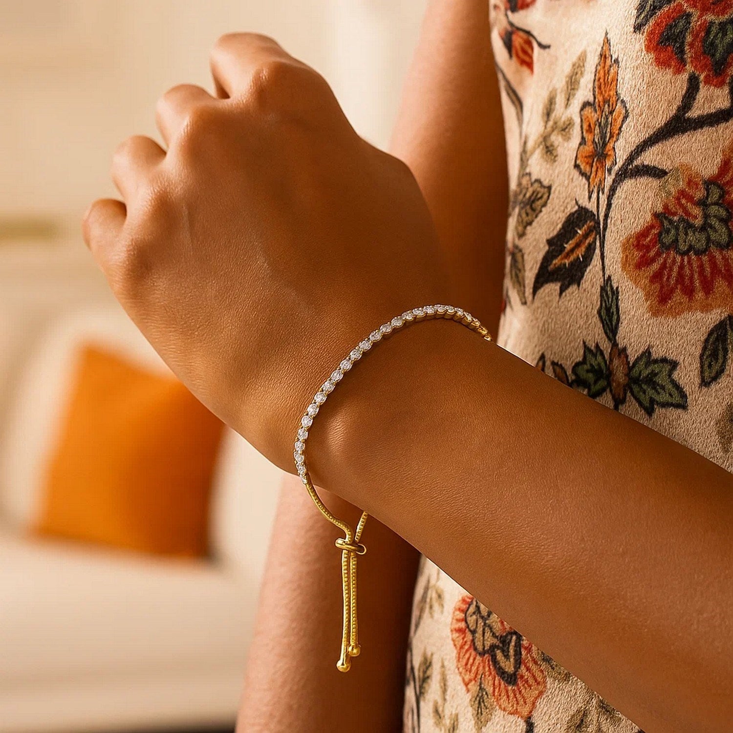 Adjustable Tennis Style Bracelet with Cubic Zirconia in Sterling Silver(5.10 mm)