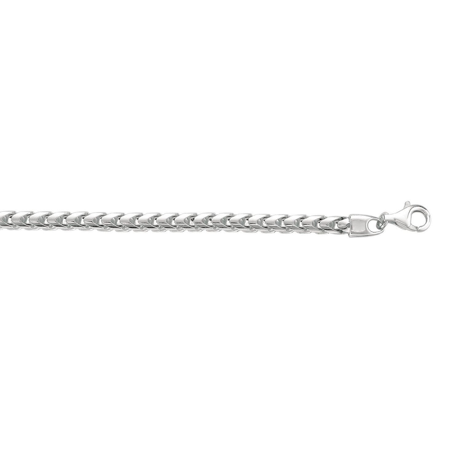 Sterling Silver Rhodium Plated Round Franco Chain 4.6mm