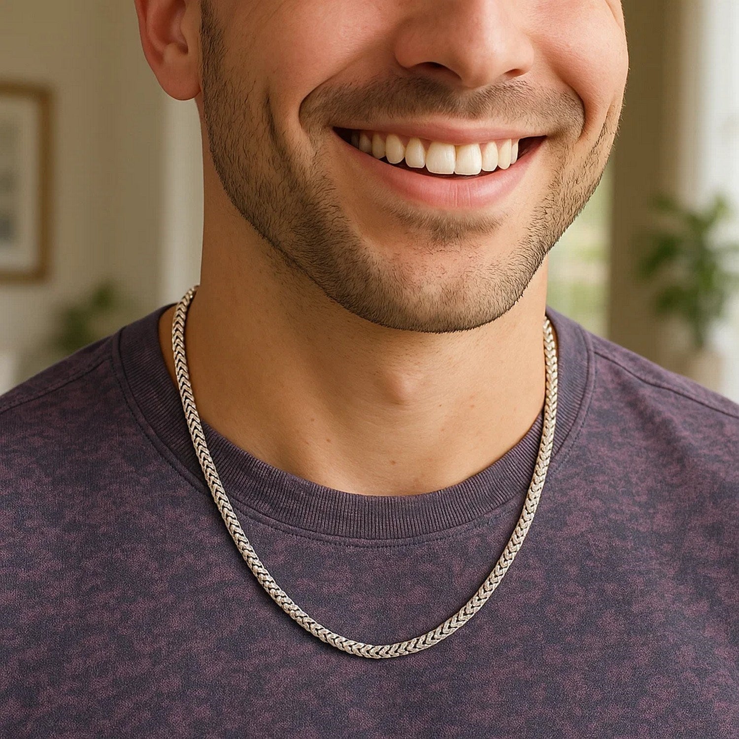 Sterling Silver Rhodium Plated Round Franco Chain 4.6mm