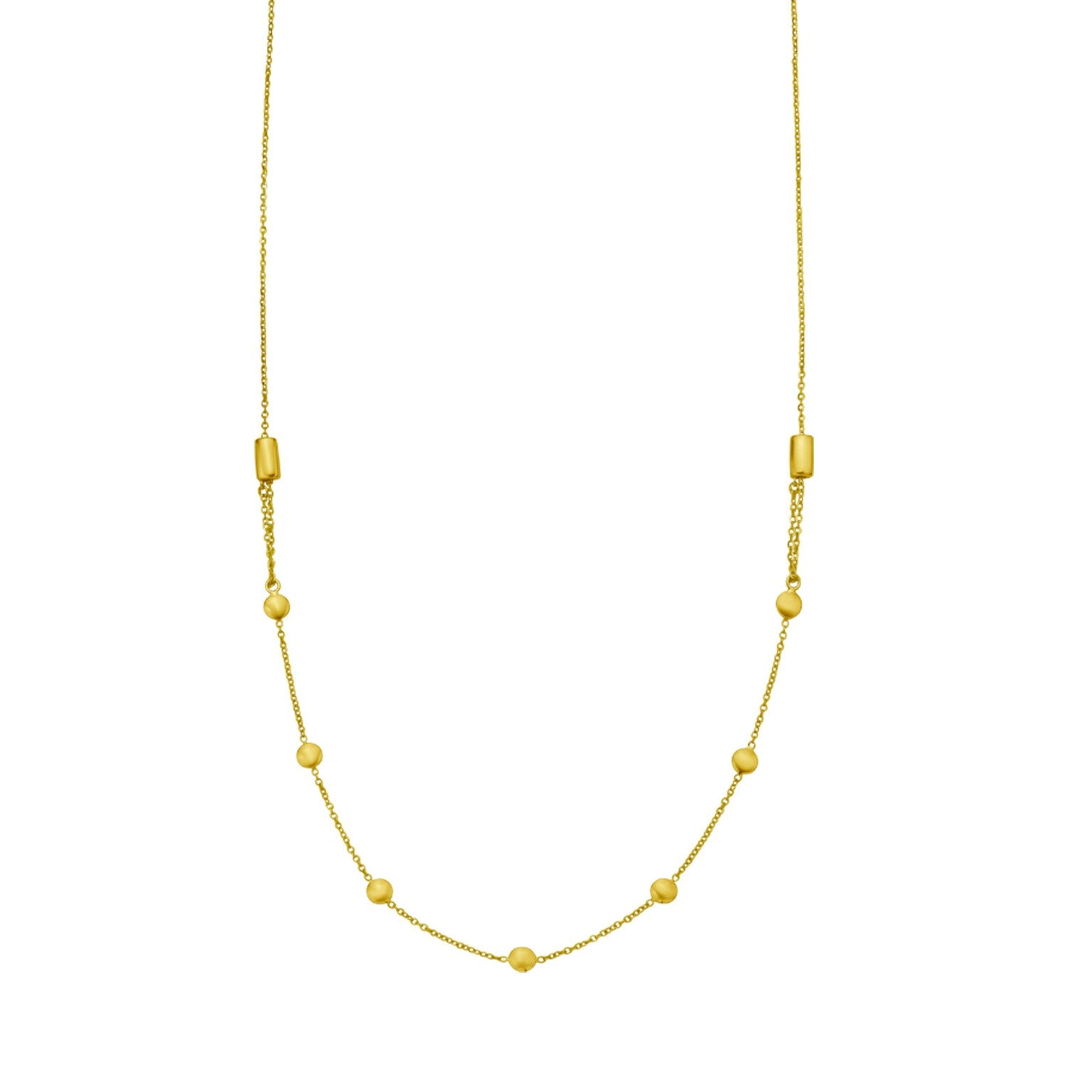 14K Yellow Gold Adjustable Bead Link Necklace