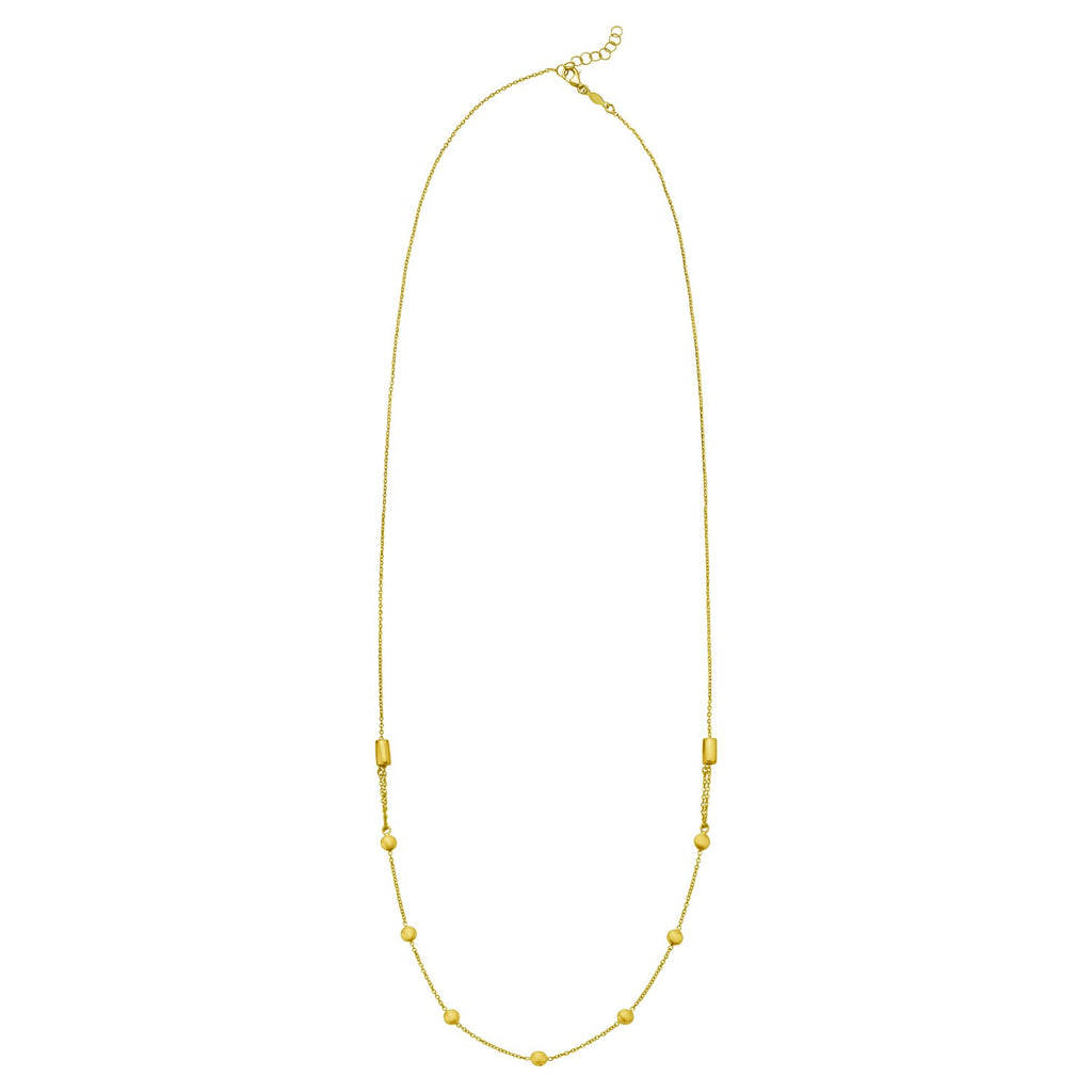 14K Yellow Gold Adjustable Bead Link Necklace