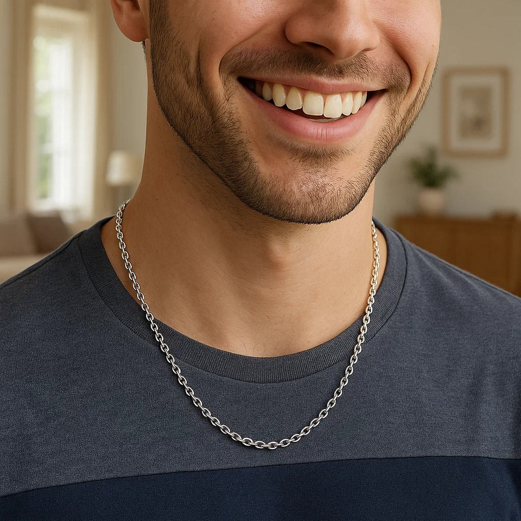 Sterling Silver Rhodium Plated Round Cable Chain (2.60 mm)