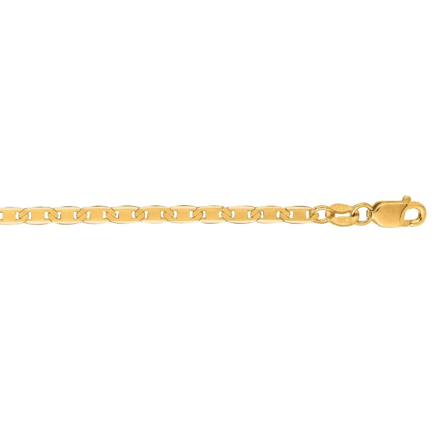 2.3mm 10k Yellow Gold Mariner Link Anklet
