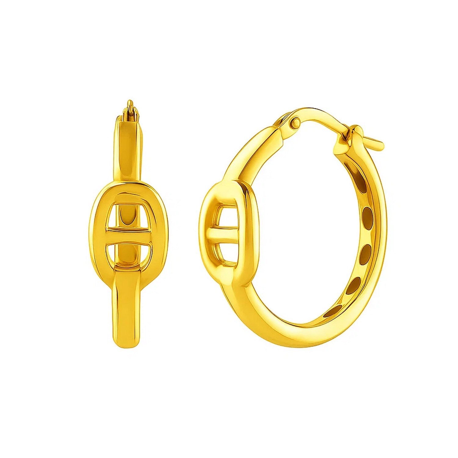 Puff Mariner Hoop Earrings in 14K Yellow Gold (21mmx20mm)