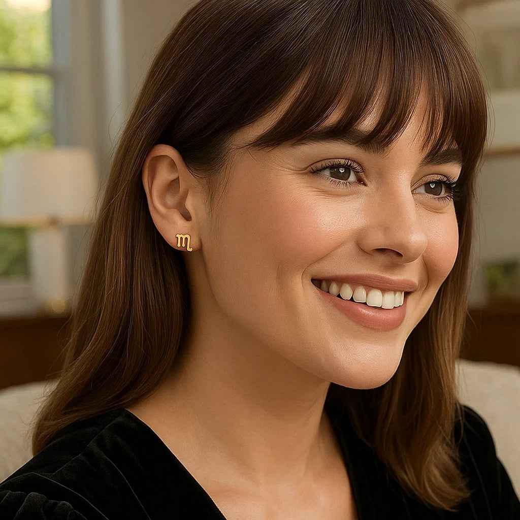 14k Yellow Gold Scorpio Stud Earrings