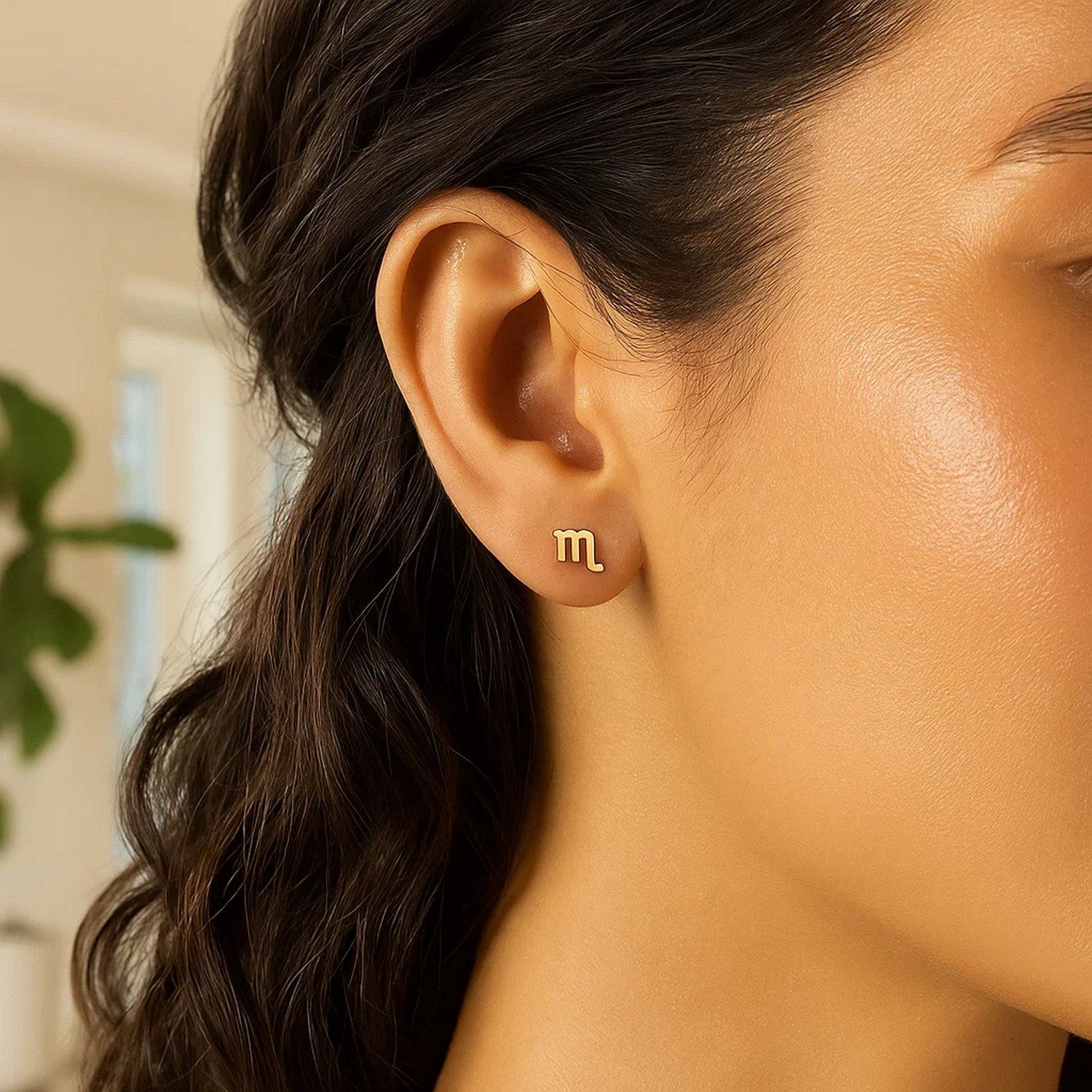 14k Yellow Gold Scorpio Stud Earrings