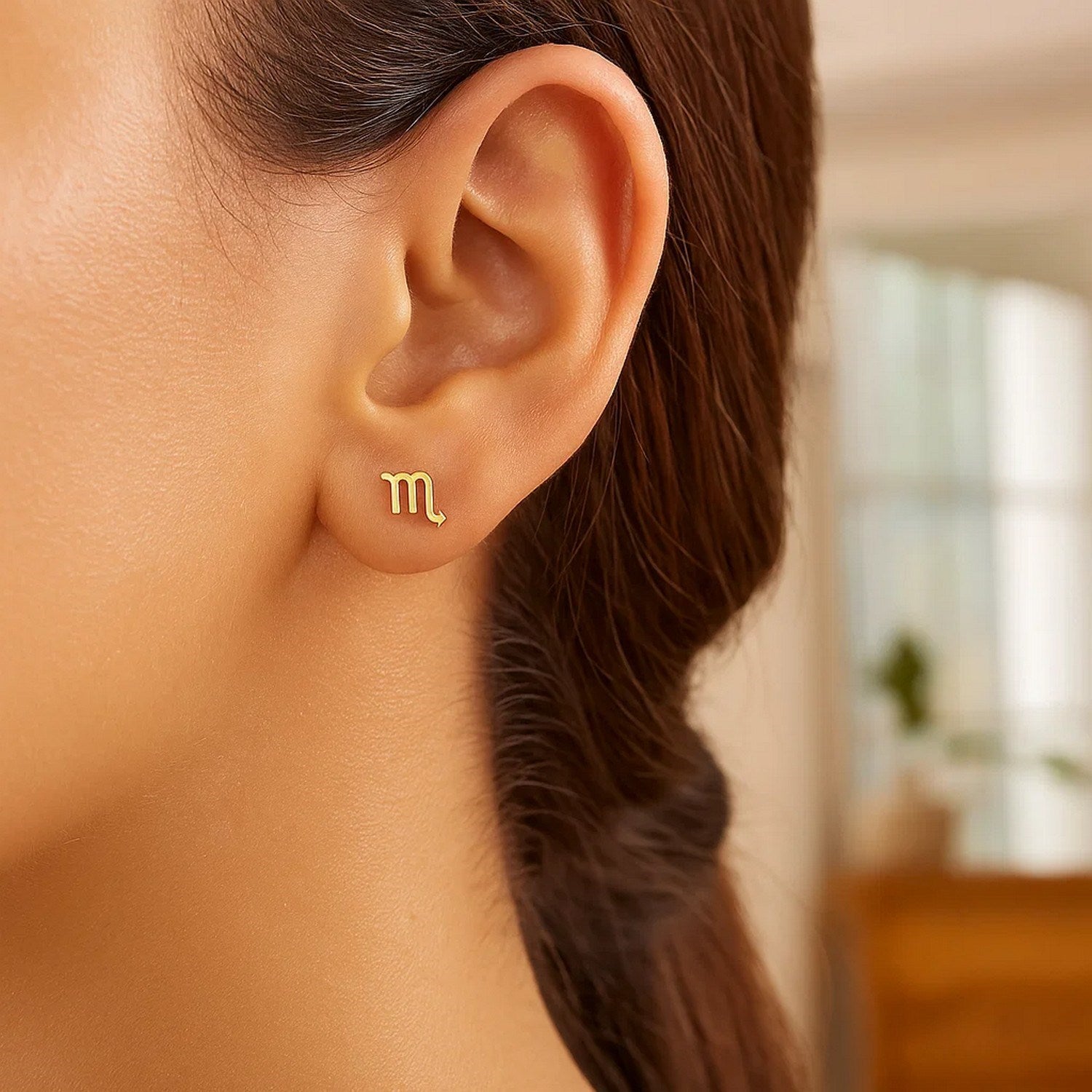 14k Yellow Gold Scorpio Stud Earrings